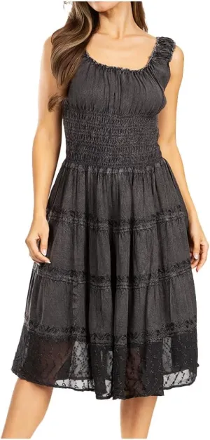 Sakkas Womens Mid Length Spring Maiden Ombre Peasant Dress