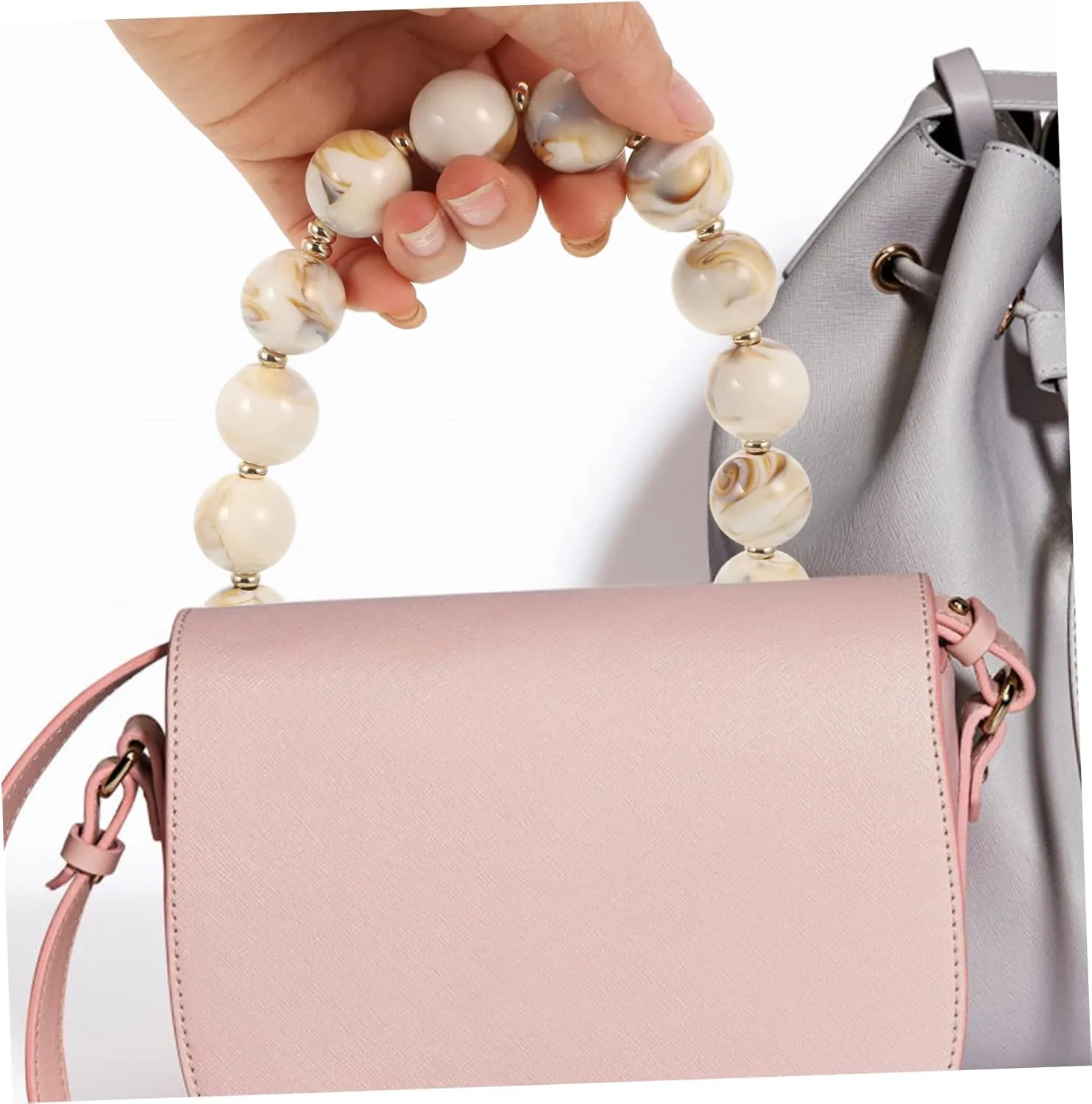 SEWACC Bag Hand Chain Resin Bag Strap Purse Chains for Handbags Purse Light Handbag Light Imitation Pearl Bag Straps for Handbags Beaded Handbag Chain Messenger Bag Alloy Chained