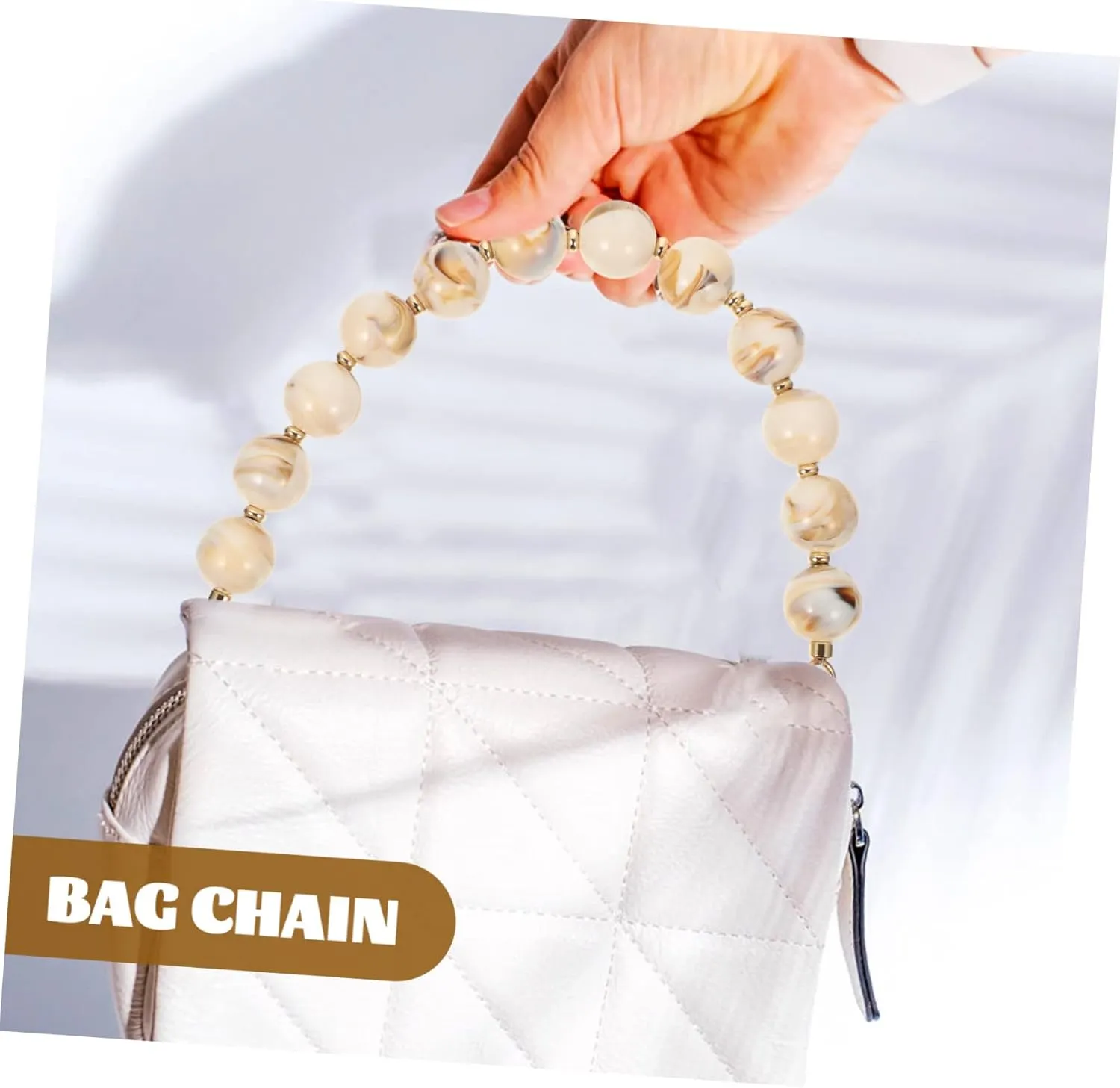 SEWACC Bag Hand Chain Resin Bag Strap Purse Chains for Handbags Purse Light Handbag Light Imitation Pearl Bag Straps for Handbags Beaded Handbag Chain Messenger Bag Alloy Chained
