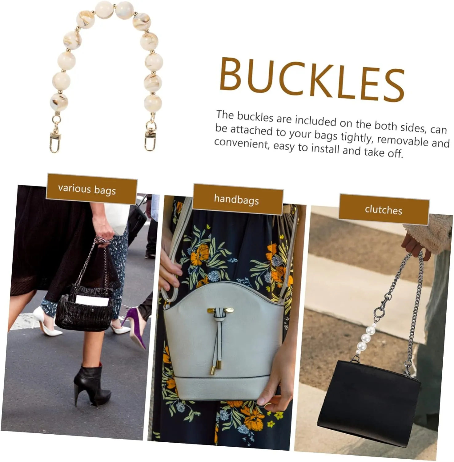 SEWACC Bag Hand Chain Resin Bag Strap Purse Chains for Handbags Purse Light Handbag Light Imitation Pearl Bag Straps for Handbags Beaded Handbag Chain Messenger Bag Alloy Chained