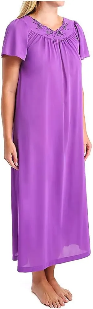 Shadowline Plus Size Women's Petals 53 Inch Short Flutter Sleeve Long Gown