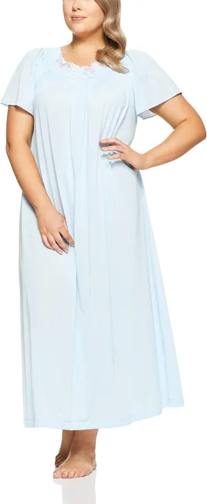 Shadowline Plus Size Women's Petals 53 Inch Short Flutter Sleeve Long Gown