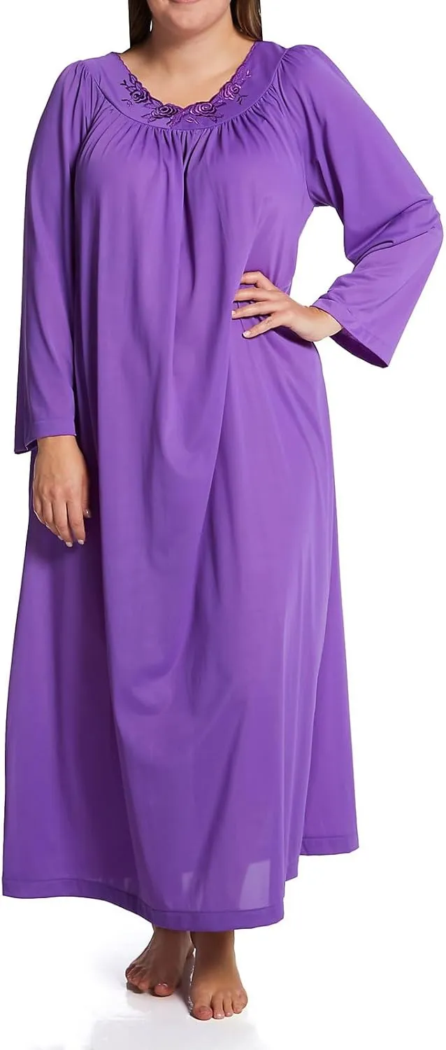 Shadowline Plus Size Women's Petals 53 Inch Sleeve Long Gown