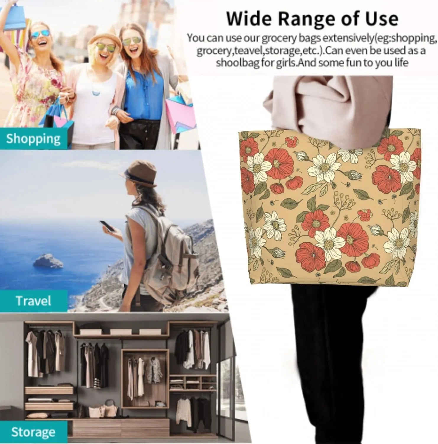 Shoulder Bag Large Reusable Eco-friendly Shopping Bags Portable Storage Handbag