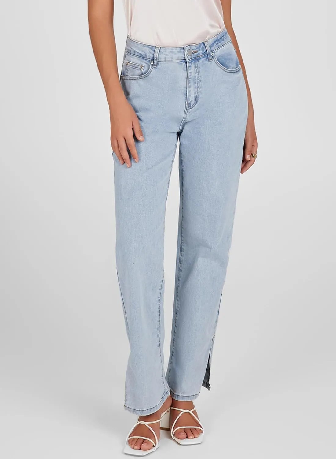 Sidefeel Women's Ripped High Waisted Flared Jeans Wide Leg Destroyed Denim Pants