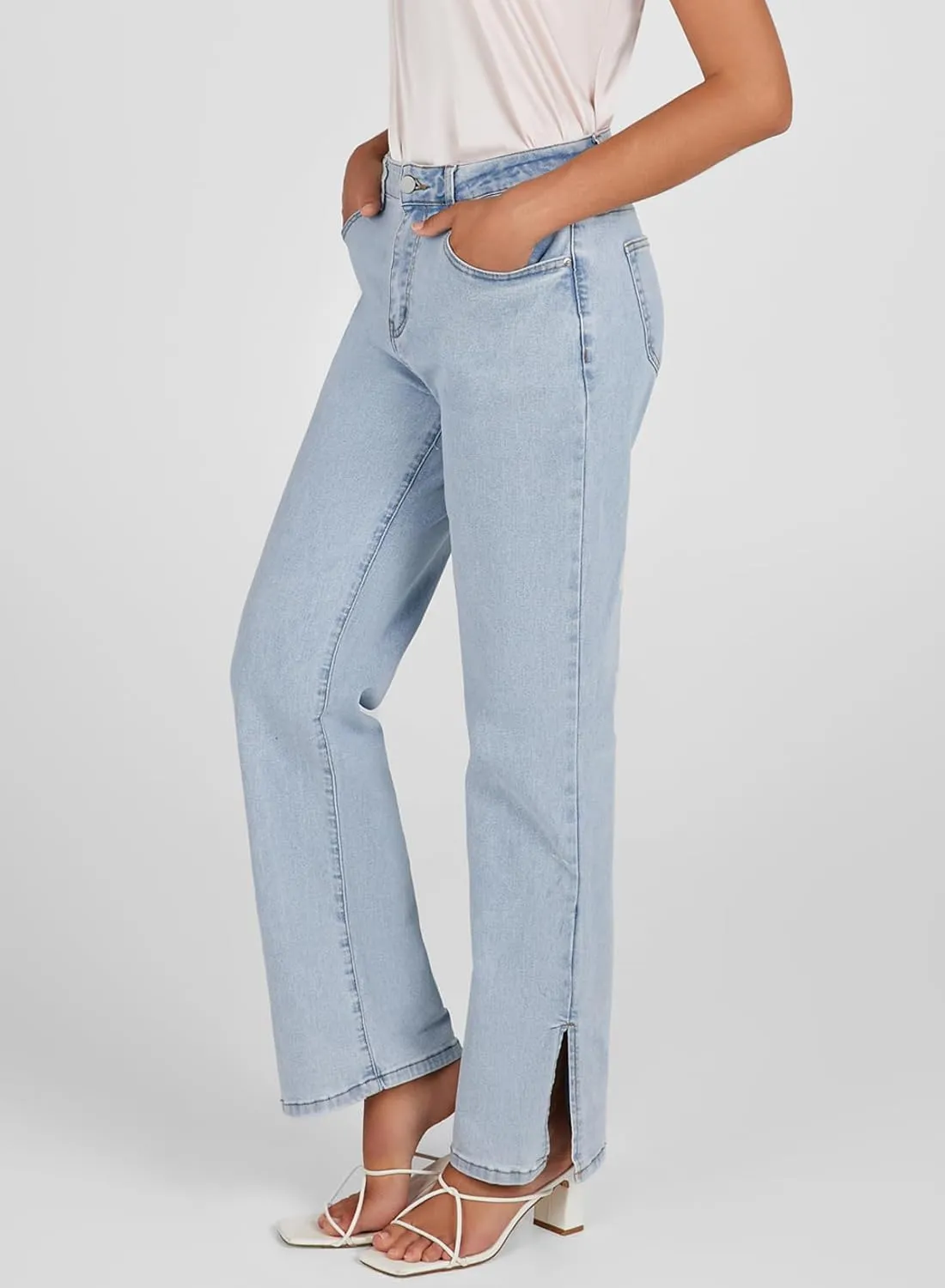 Sidefeel Women's Ripped High Waisted Flared Jeans Wide Leg Destroyed Denim Pants