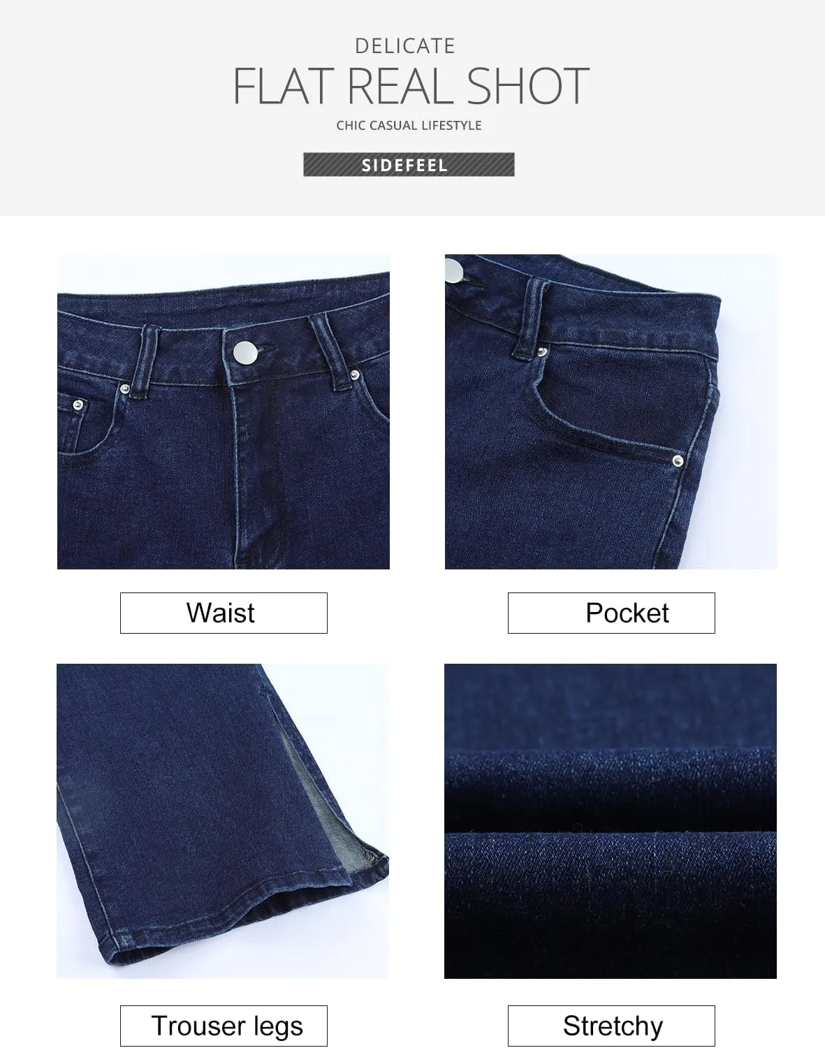Sidefeel Women's Ripped High Waisted Flared Jeans Wide Leg Destroyed Denim Pants