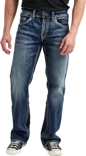 Silver Jeans Co. Men's Zac Relaxed Fit Straight Leg Jeans, Medium Indigo SJB380, 34W x 34L