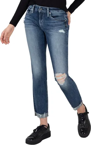 Silver Jeans Co. Women's Boyfriend Mid Rise Slim Leg Jeans-Legacy