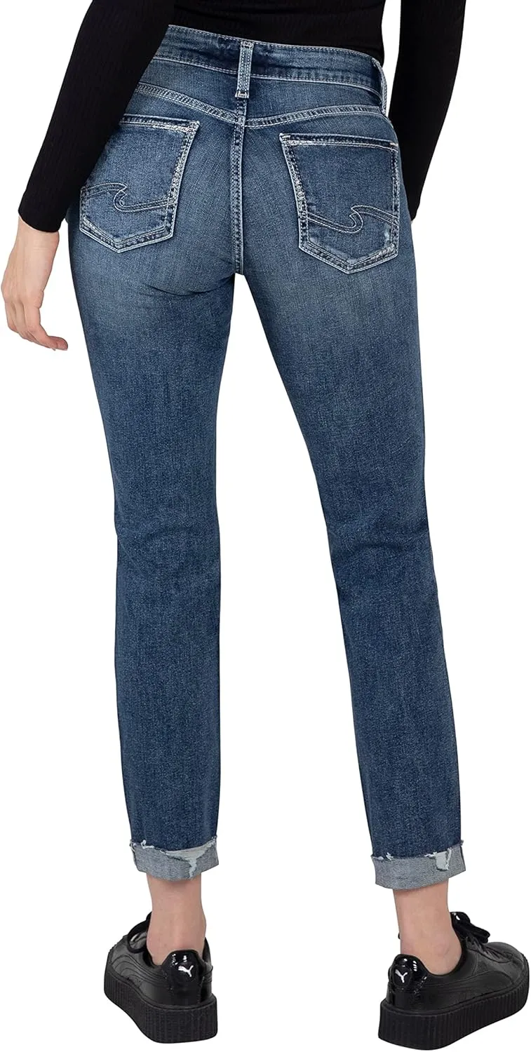 Silver Jeans Co. Women's Boyfriend Mid Rise Slim Leg Jeans-Legacy