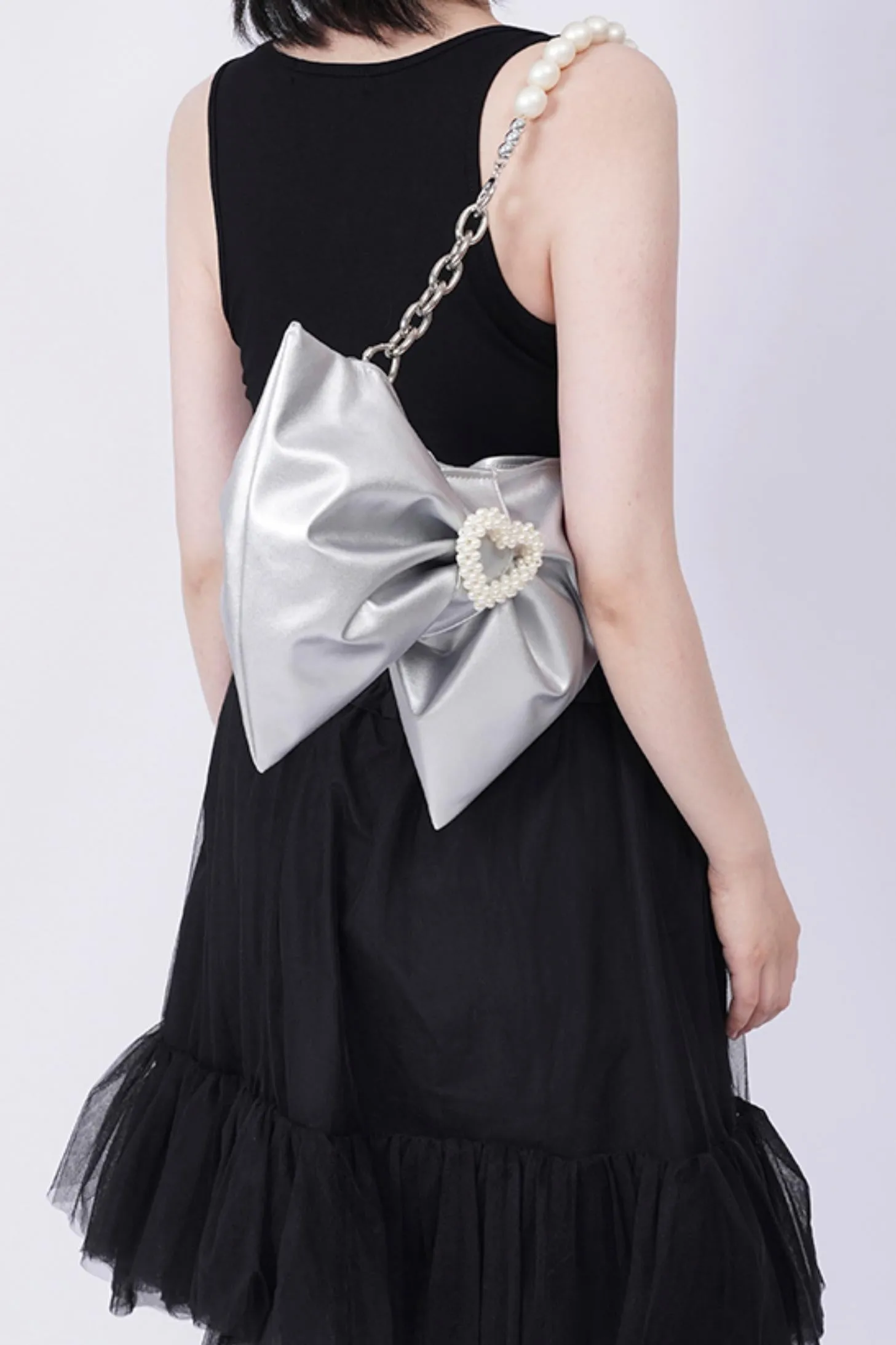 Silver Pleated Crossbody Bag