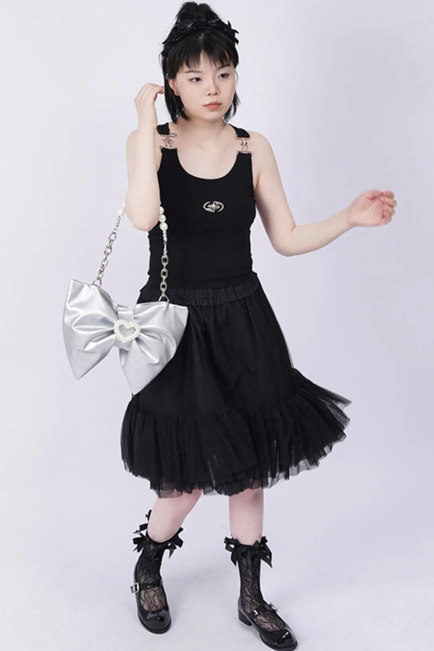 Silver Pleated Crossbody Bag