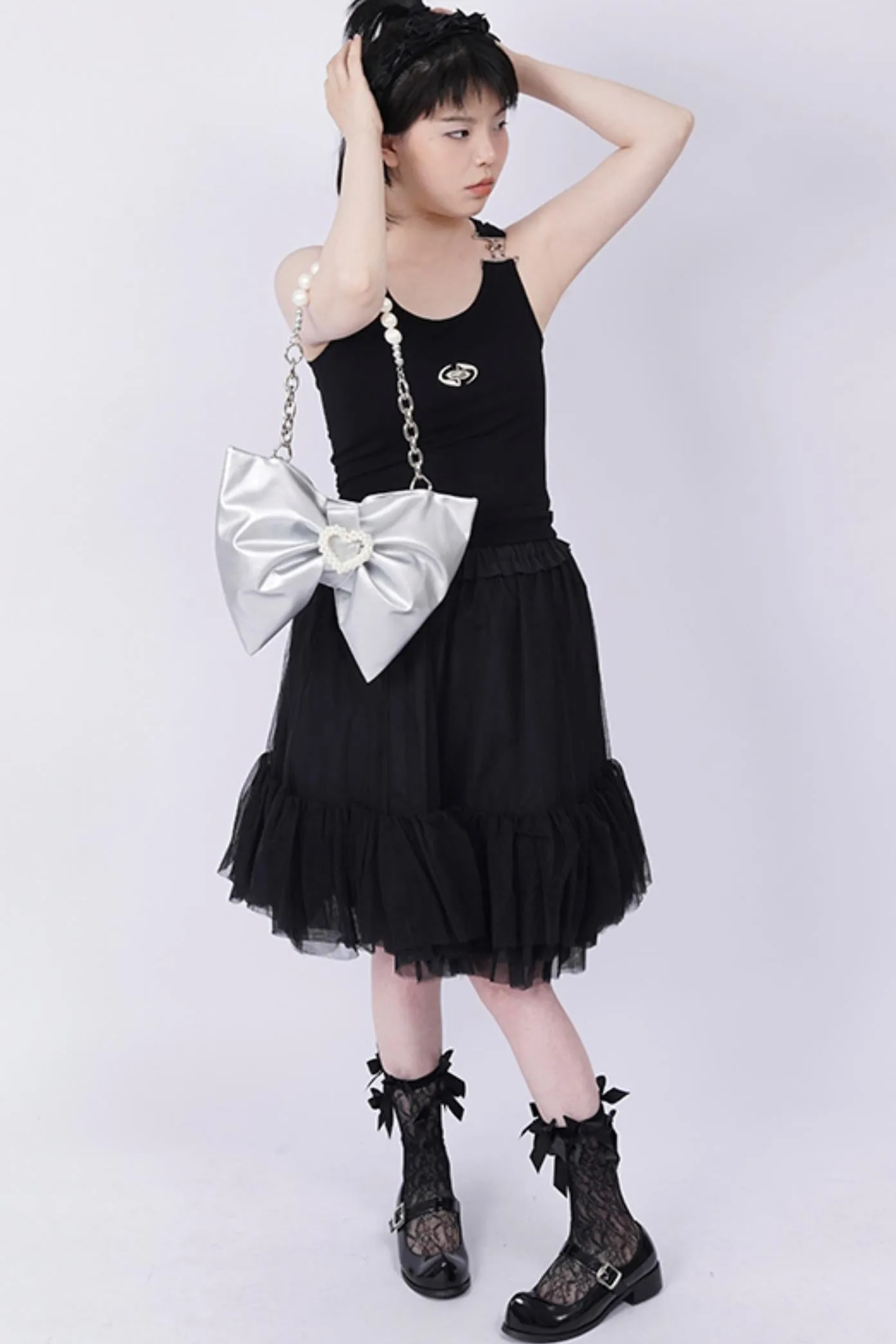 Silver Pleated Crossbody Bag