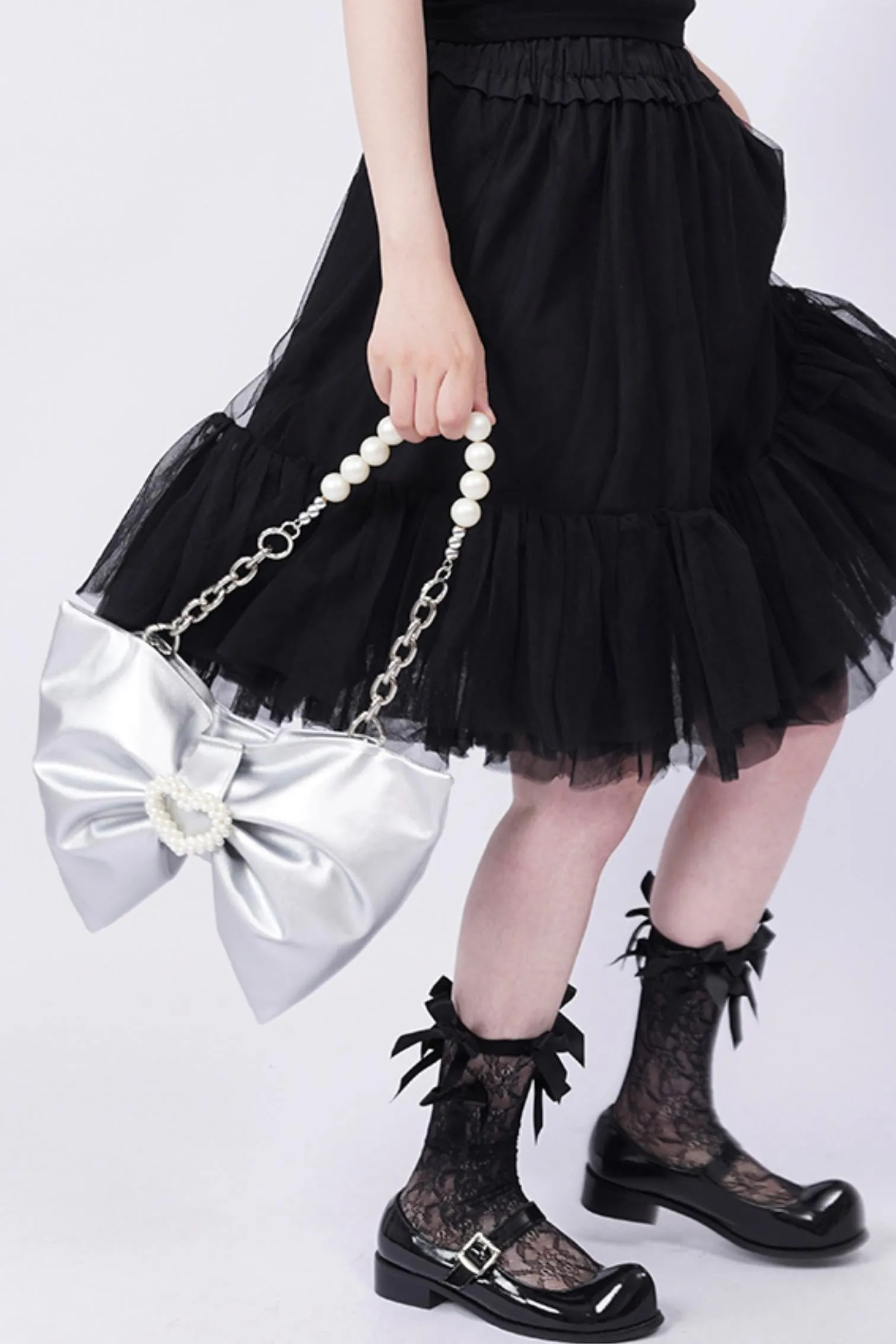 Silver Pleated Crossbody Bag