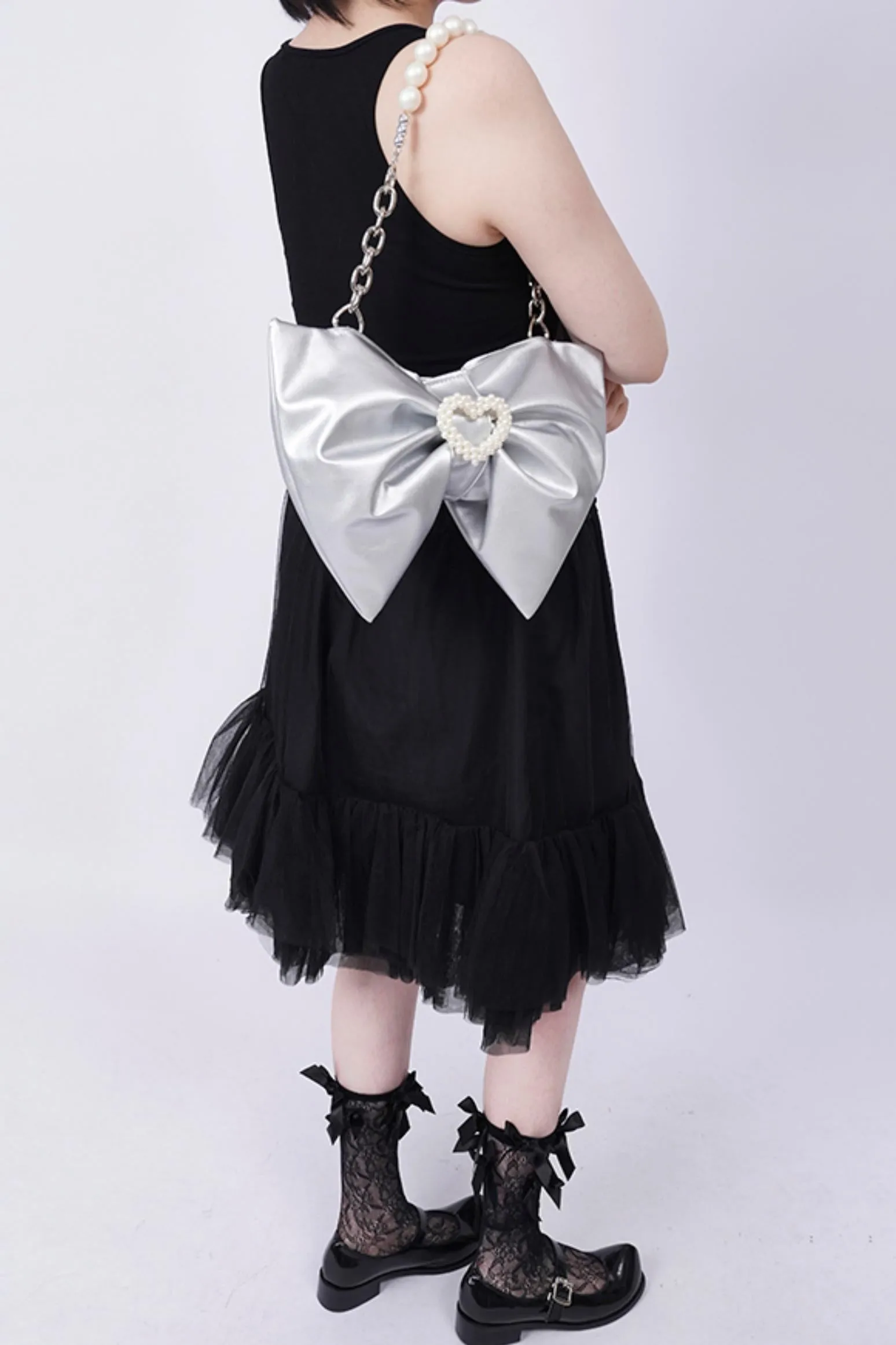 Silver Pleated Crossbody Bag