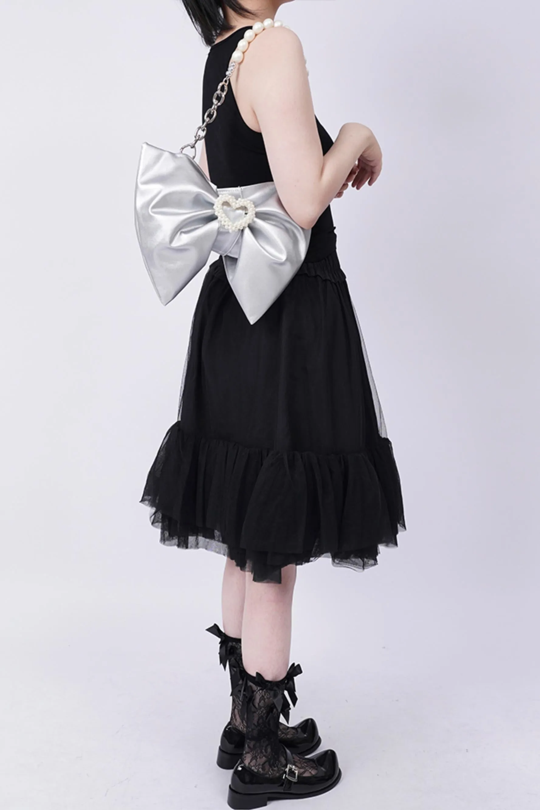 Silver Pleated Crossbody Bag