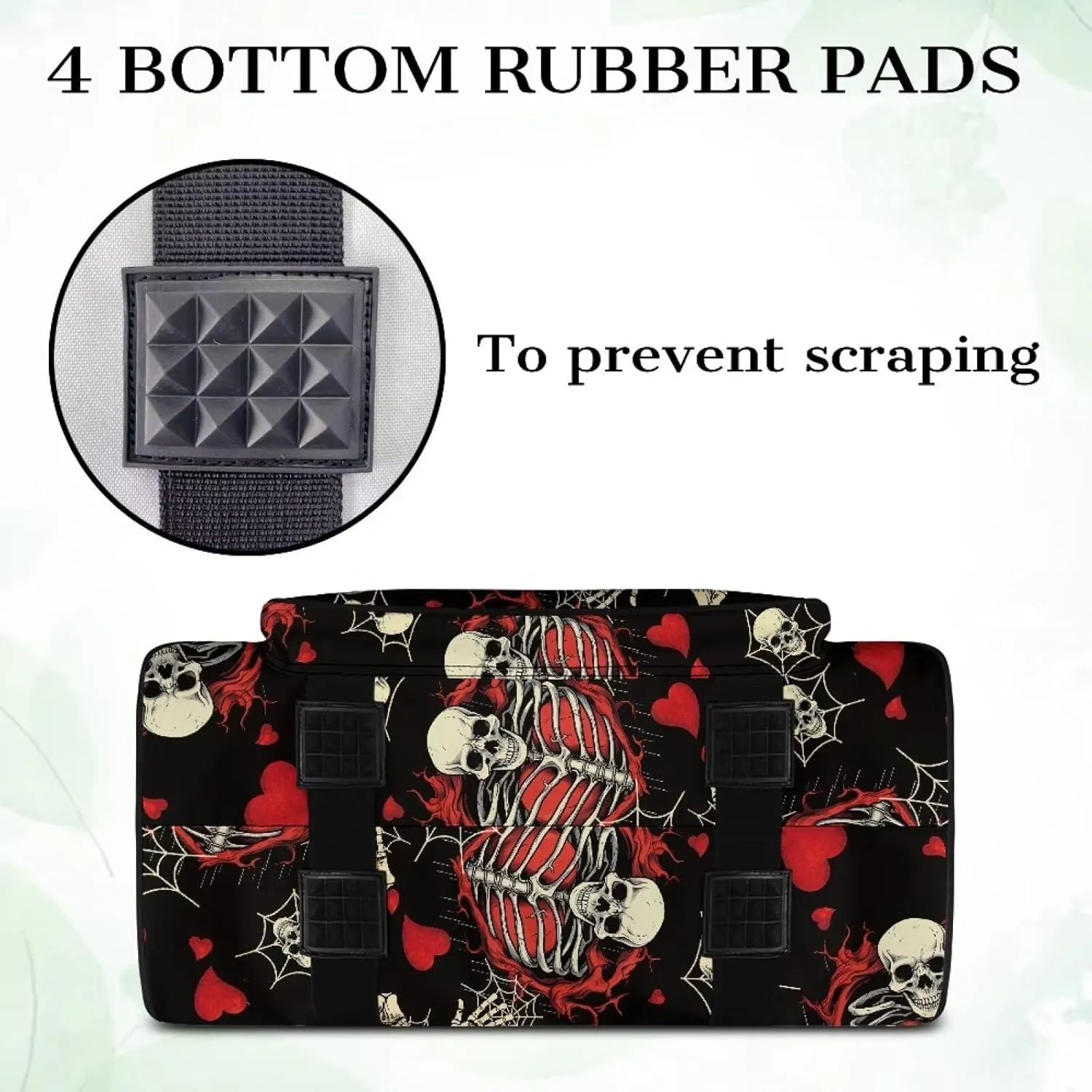 Skull Sewing Machine Carrying Case, Flower Plants Portable Sewing Machine Carry Bag with Zippers and Handle Dust Cover Bag with Pocket for Most Standard Sewing Machines