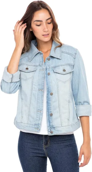 Skylinewears Women’s Vintage Western Denim Jacket – Classic Button-Up Long Sleeve Jean Jacket