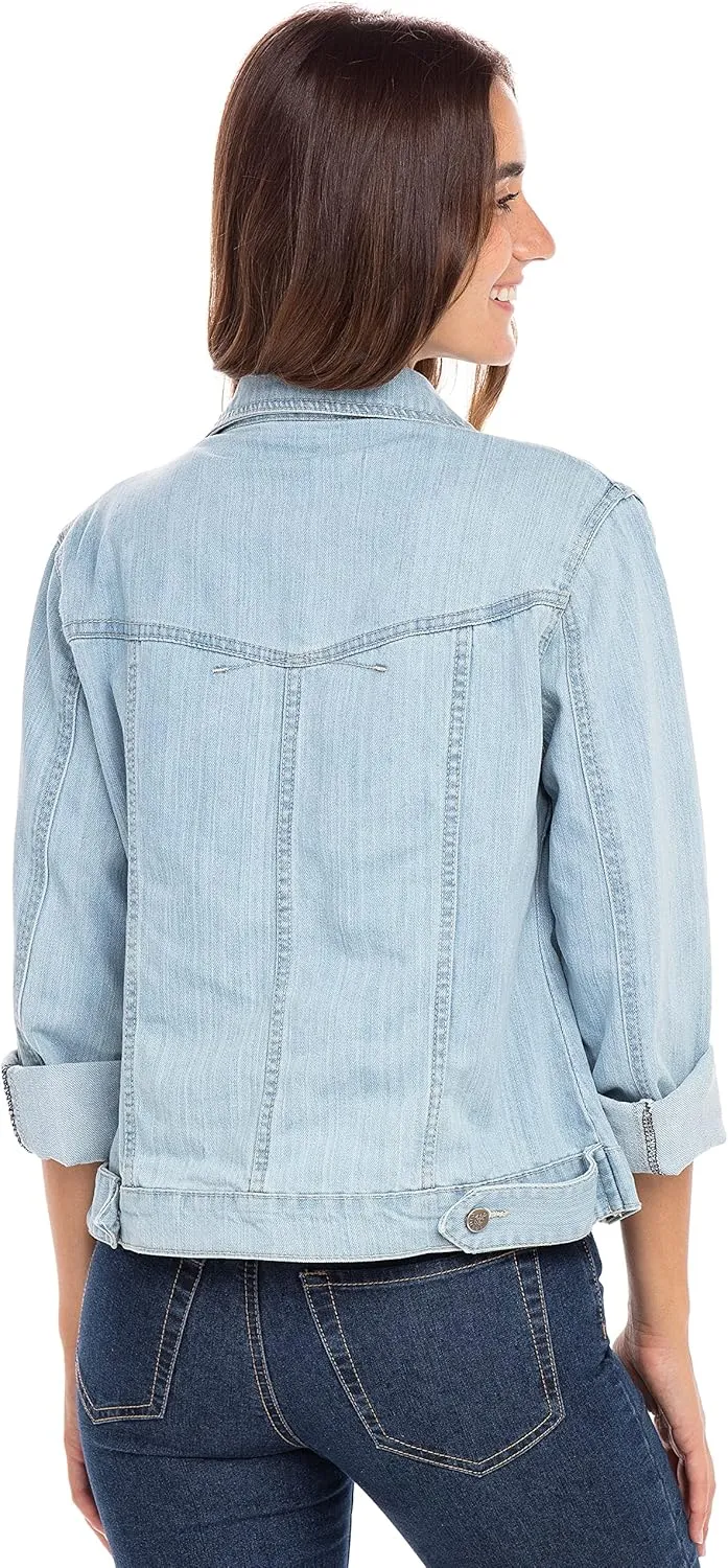 Skylinewears Women’s Vintage Western Denim Jacket – Classic Button-Up Long Sleeve Jean Jacket