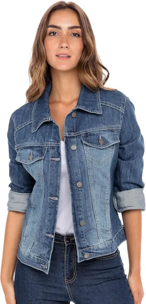 Skylinewears Women’s Vintage Western Denim Jacket – Classic Button-Up Long Sleeve Jean Jacket