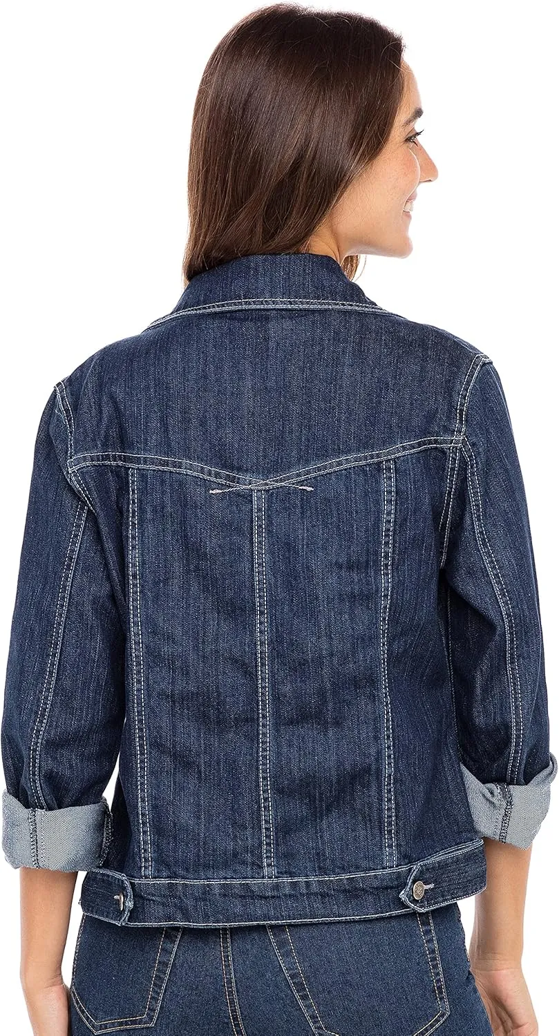 Skylinewears Women’s Vintage Western Denim Jacket – Classic Button-Up Long Sleeve Jean Jacket