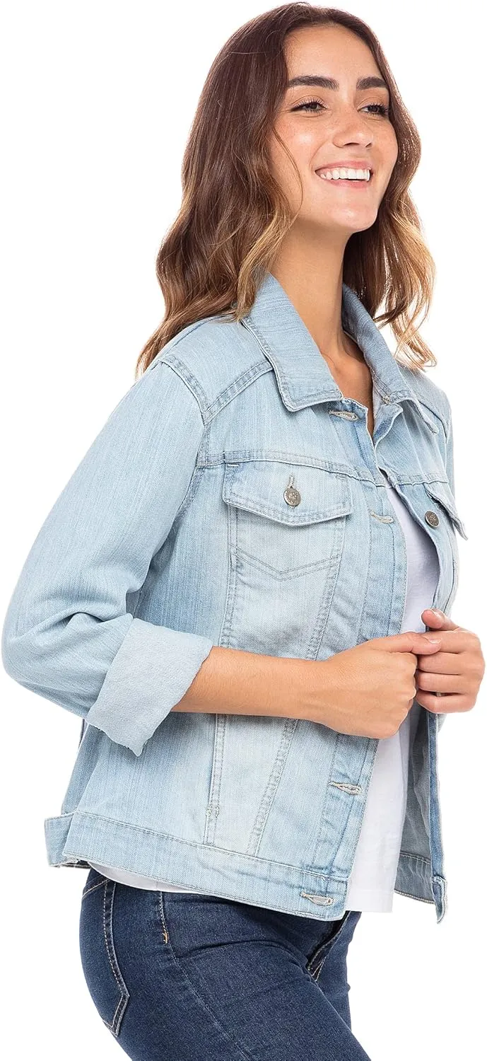 Skylinewears Women’s Vintage Western Denim Jacket – Classic Button-Up Long Sleeve Jean Jacket