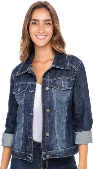 Skylinewears Women’s Vintage Western Denim Jacket – Classic Button-Up Long Sleeve Jean Jacket