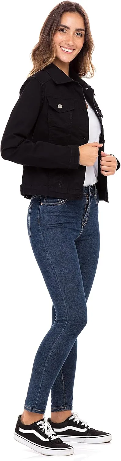 Skylinewears Women’s Vintage Western Denim Jacket – Classic Button-Up Long Sleeve Jean Jacket