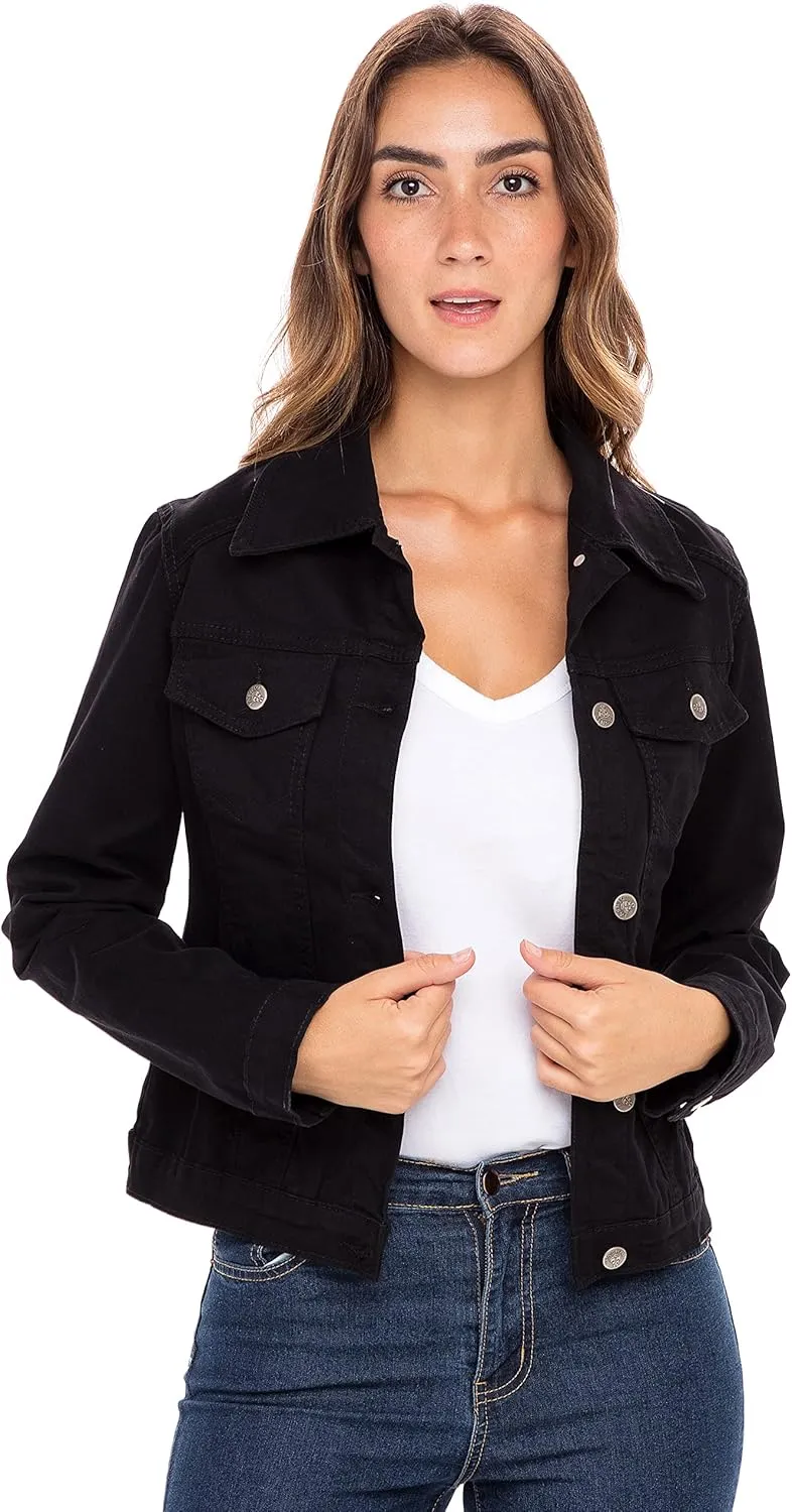 Skylinewears Women’s Vintage Western Denim Jacket – Classic Button-Up Long Sleeve Jean Jacket