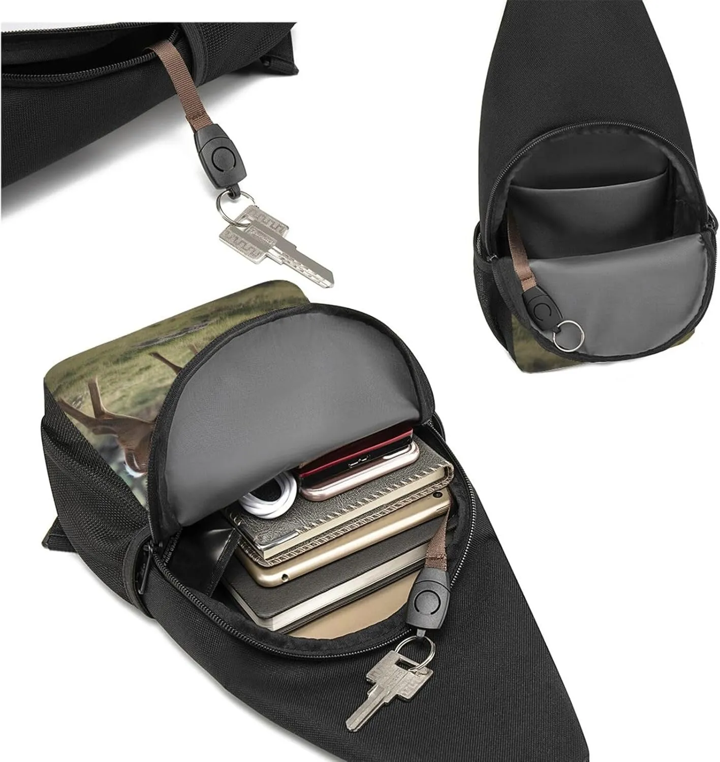 Sling Bag Backpack for Men Women Crossbody Deer Animal Chest Bag Crossbody Bag for Travel Sport Running