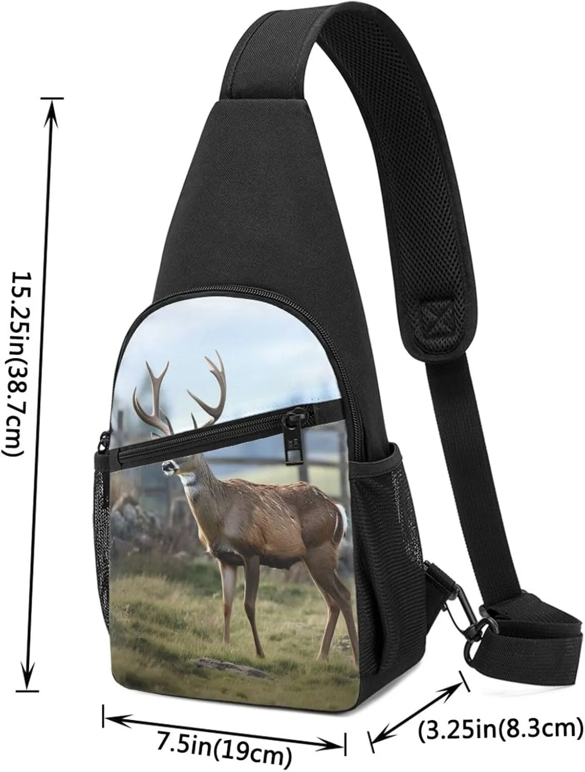 Sling Bag Backpack for Men Women Crossbody Deer Animal Chest Bag Crossbody Bag for Travel Sport Running