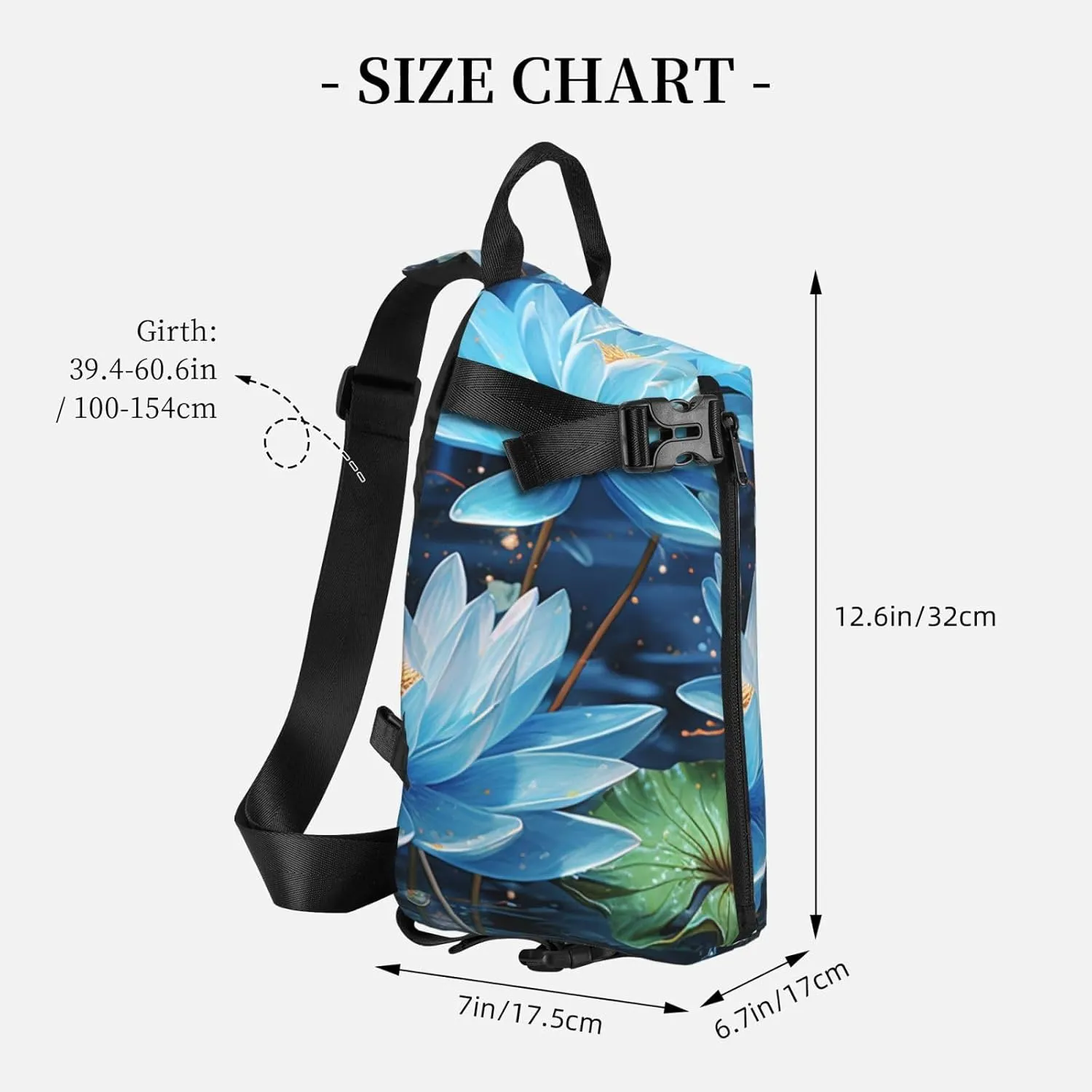 Sling Bag Crossbody Backpack for Men Women Blue dragonfly and lotus Chest Bag Crossbody Bag for Travel Sport Running