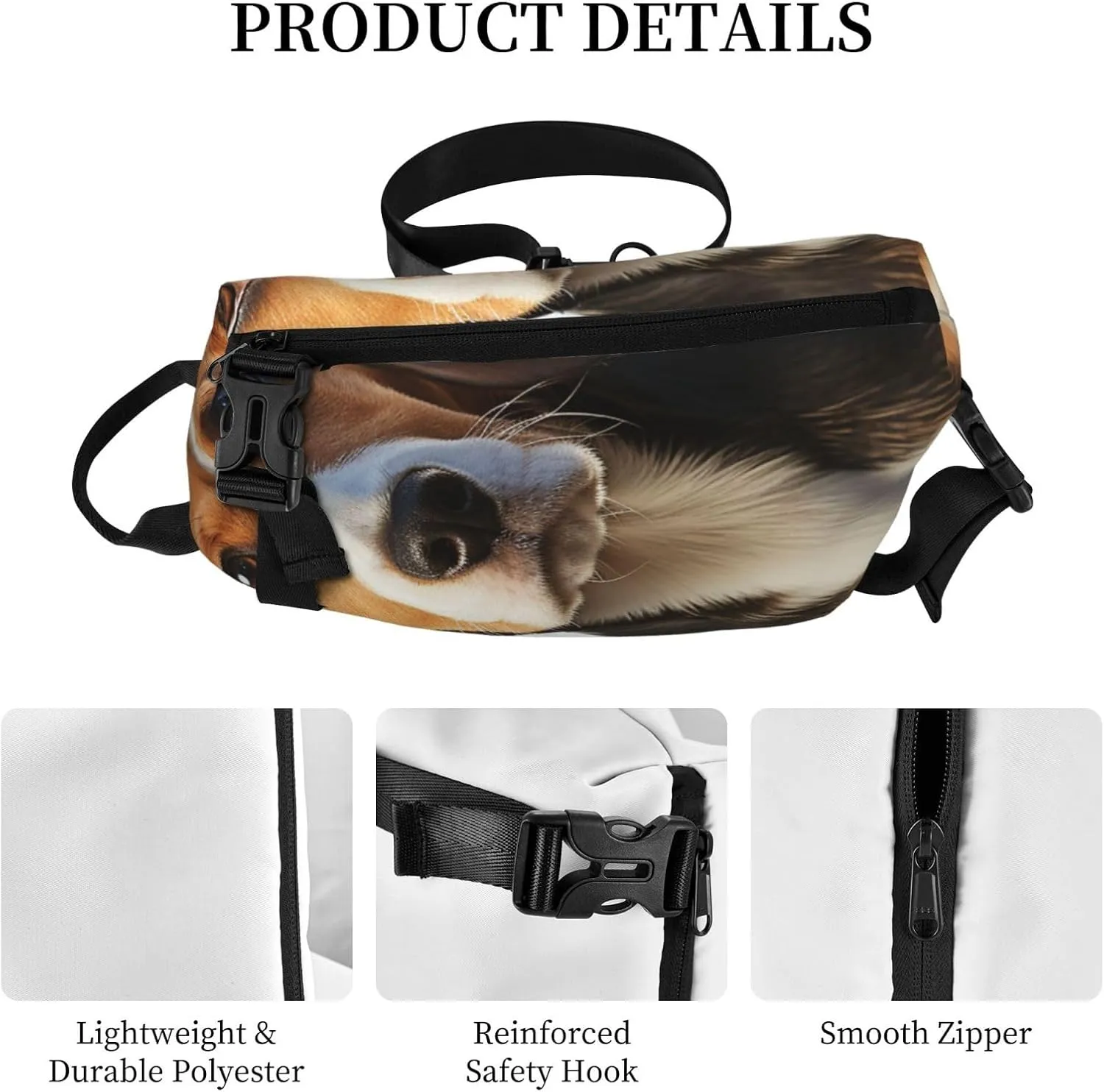 Sling Bag Crossbody Backpack for Men Women Cute Beagle Dog Chest Bag Crossbody Bag for Travel Sport Running