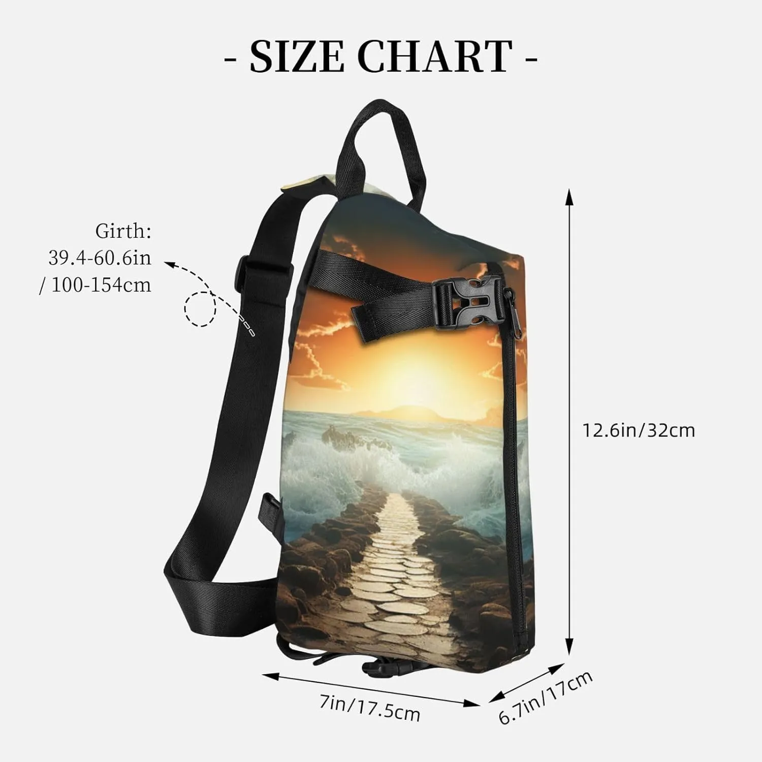 Sling Bag Crossbody Backpack for Men Women Divided Sea Pathway Chest Bag Crossbody Bag for Travel Sport Running