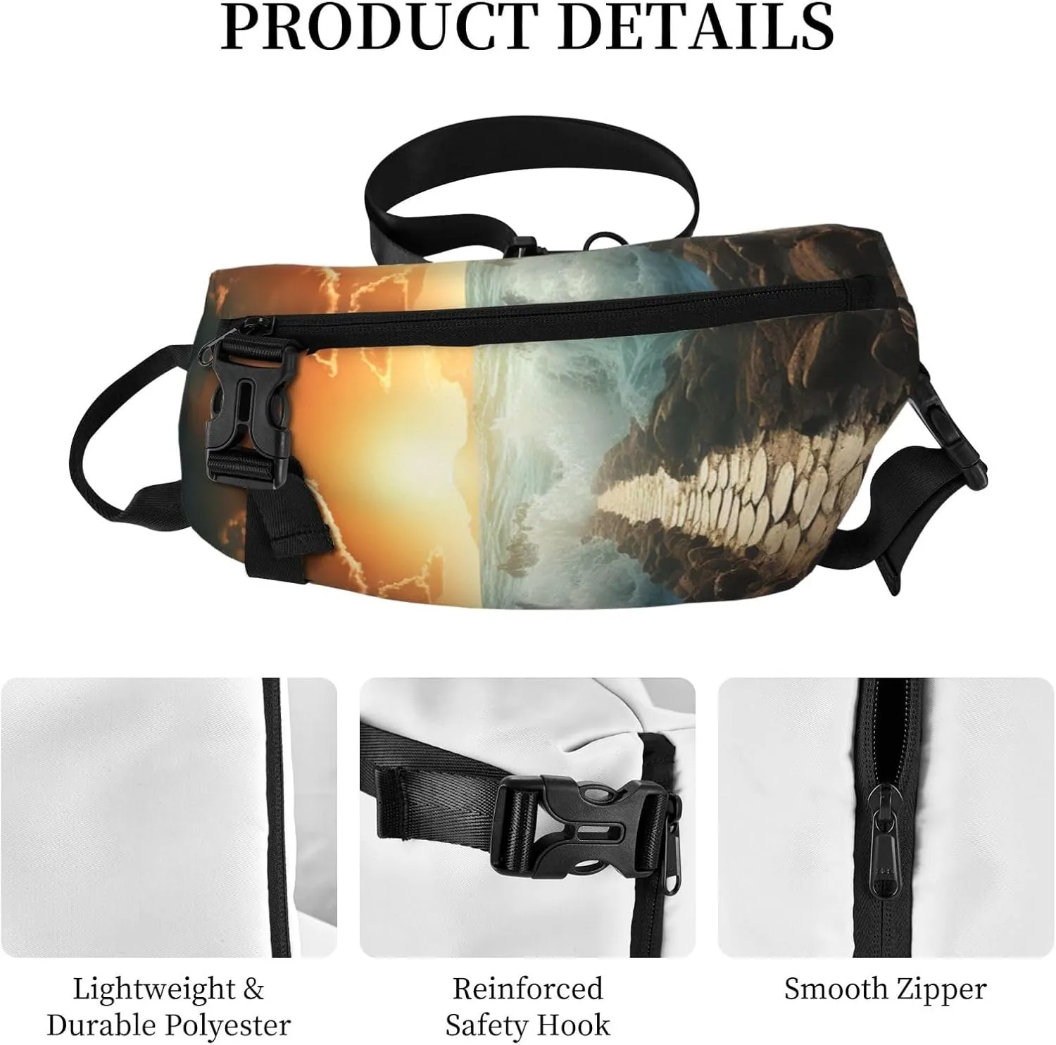 Sling Bag Crossbody Backpack for Men Women Divided Sea Pathway Chest Bag Crossbody Bag for Travel Sport Running