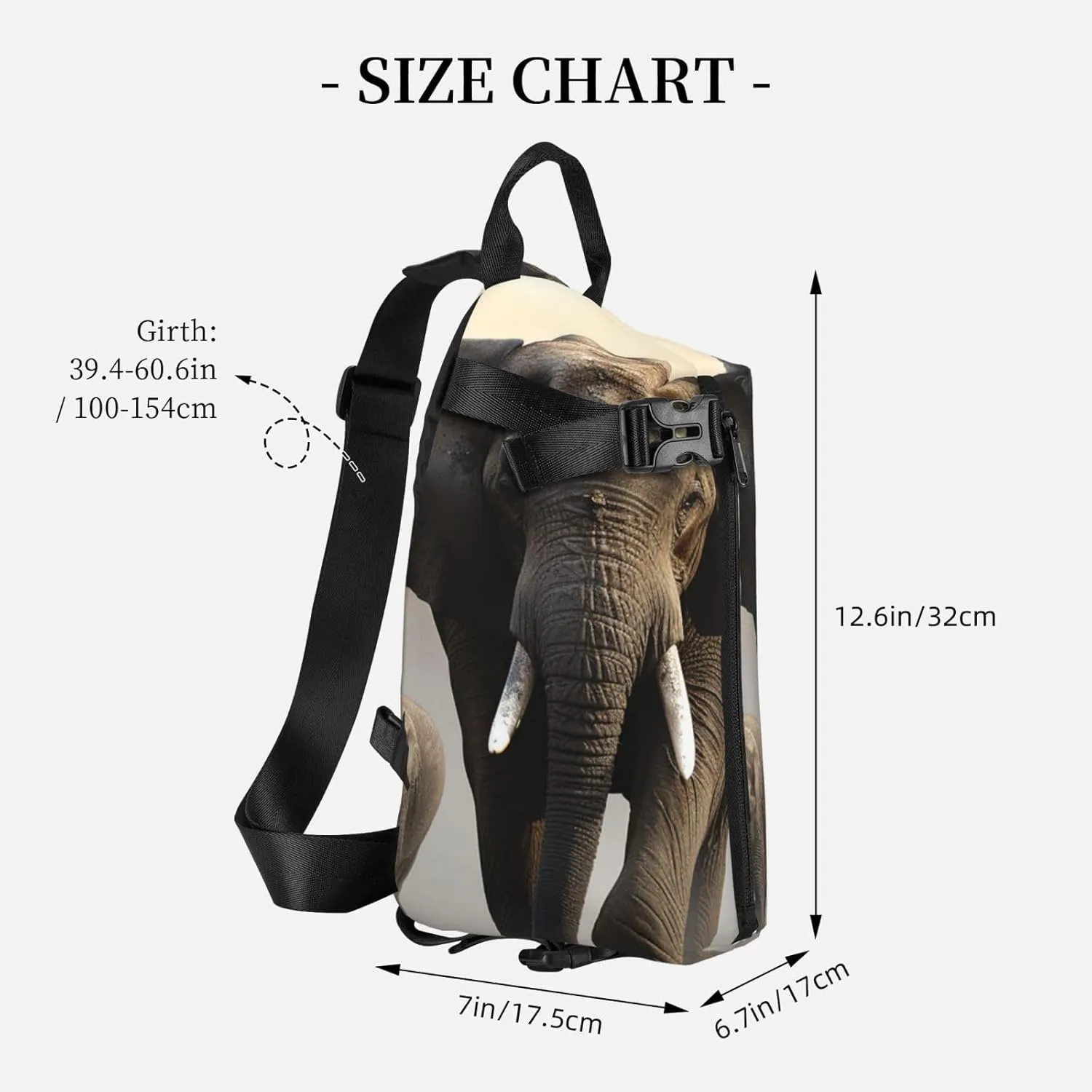 Sling Bag Crossbody Backpack for Men Women Elephant in the fog Chest Bag Crossbody Bag for Travel Sport Running