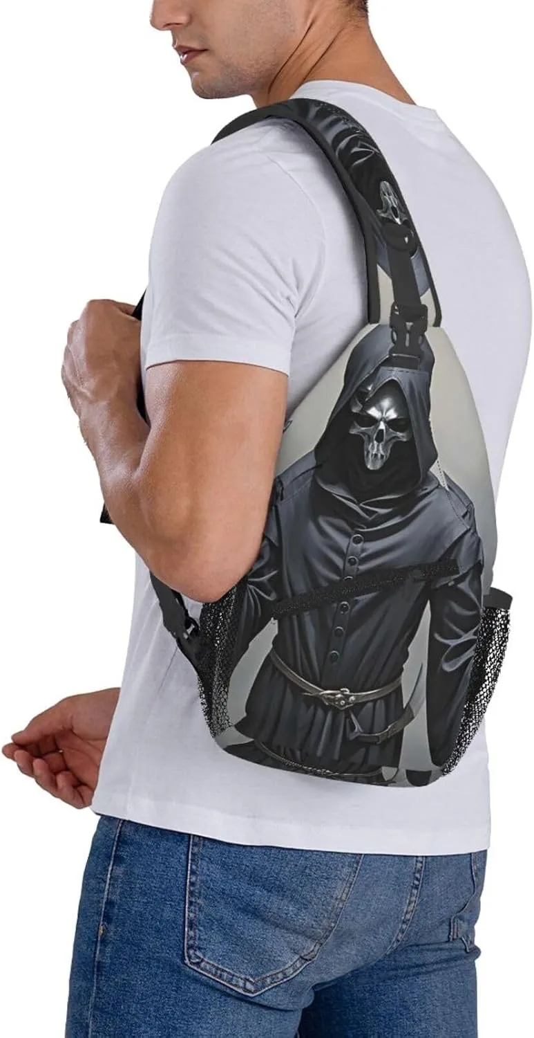 Sling Bag Crossbody Backpack for Men Women Grim-Reaper Chest Bag Crossbody Bag for Travel Sport Running