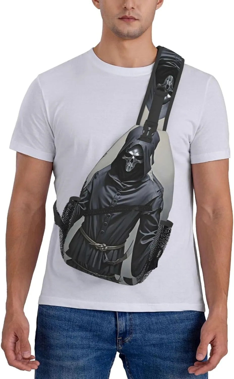Sling Bag Crossbody Backpack for Men Women Grim-Reaper Chest Bag Crossbody Bag for Travel Sport Running