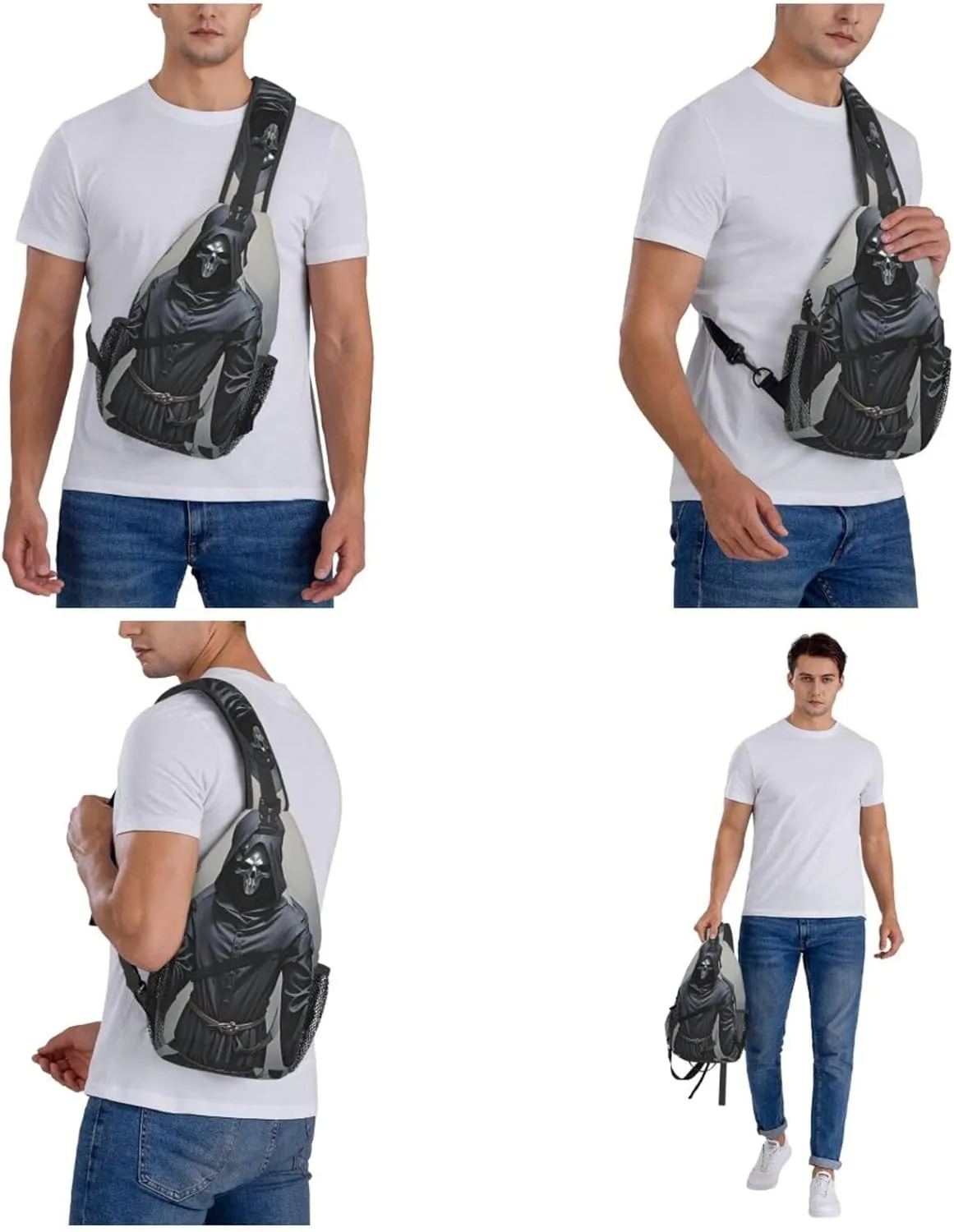 Sling Bag Crossbody Backpack for Men Women Grim-Reaper Chest Bag Crossbody Bag for Travel Sport Running