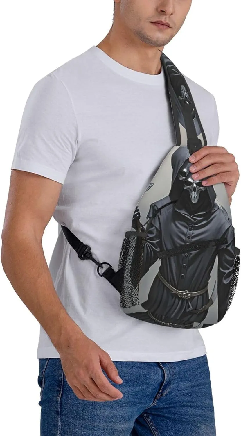 Sling Bag Crossbody Backpack for Men Women Grim-Reaper Chest Bag Crossbody Bag for Travel Sport Running