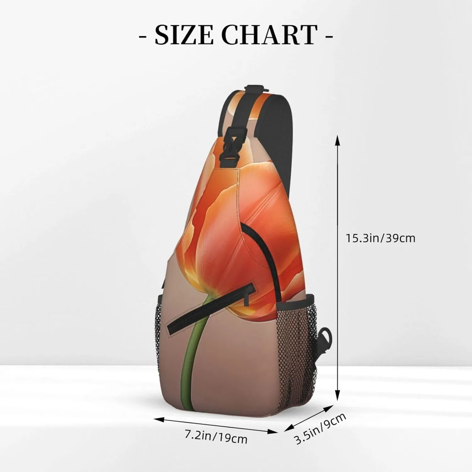 Sling Bag Crossbody Backpack for Men Women Orange tulip Chest Bag Crossbody Bag for Travel Sport Running
