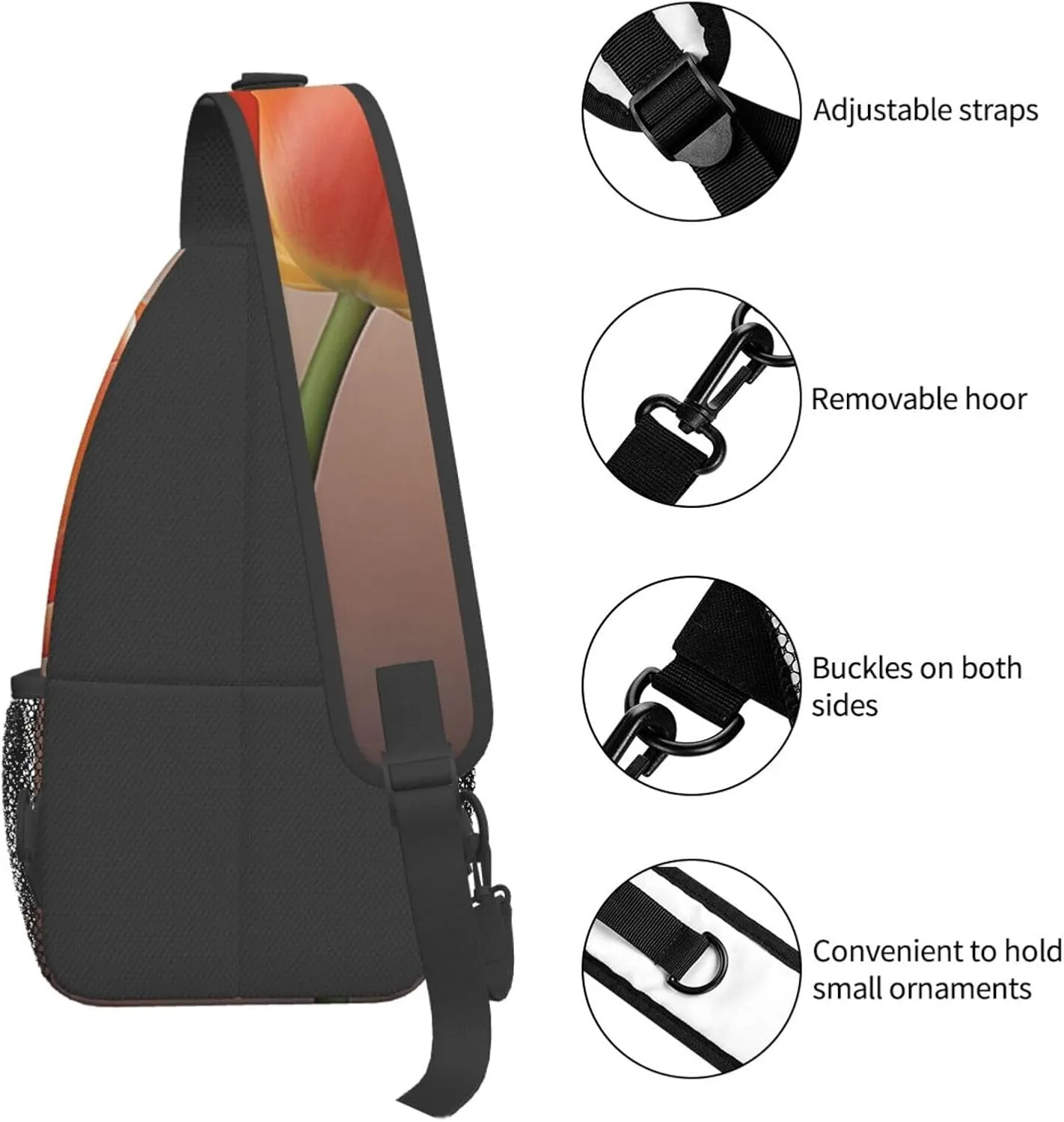 Sling Bag Crossbody Backpack for Men Women Orange tulip Chest Bag Crossbody Bag for Travel Sport Running