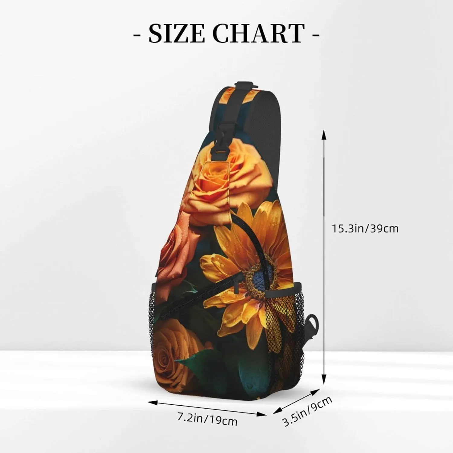 Sling Bag Crossbody Backpack for Men Women Sunflower and Rose Chest Bag Crossbody Bag for Travel Sport Running