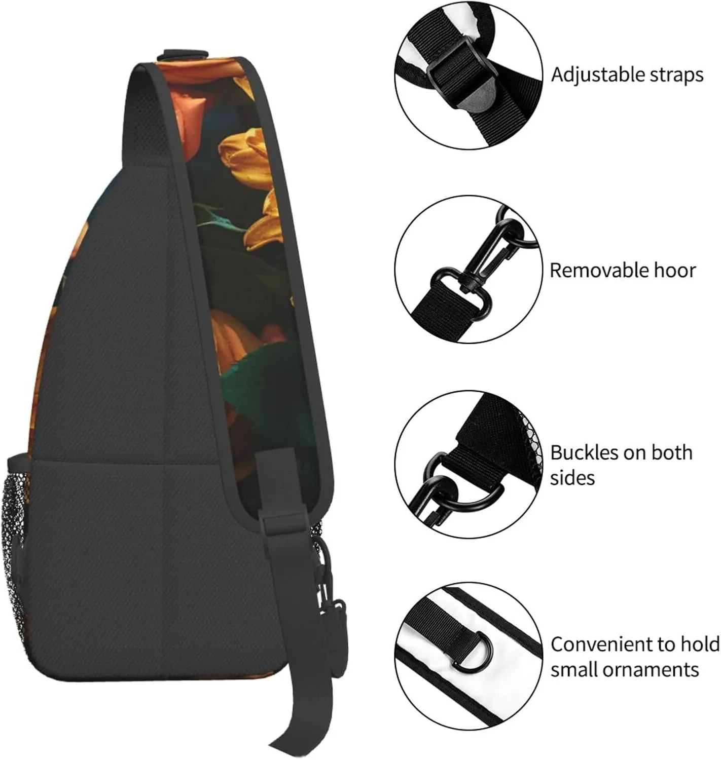Sling Bag Crossbody Backpack for Men Women Sunflower and Rose Chest Bag Crossbody Bag for Travel Sport Running