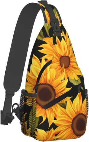 Sling Bag Crossbody Backpack for Men Women Sunflower Flower Chest Bag Crossbody Bag for Travel Sport Running