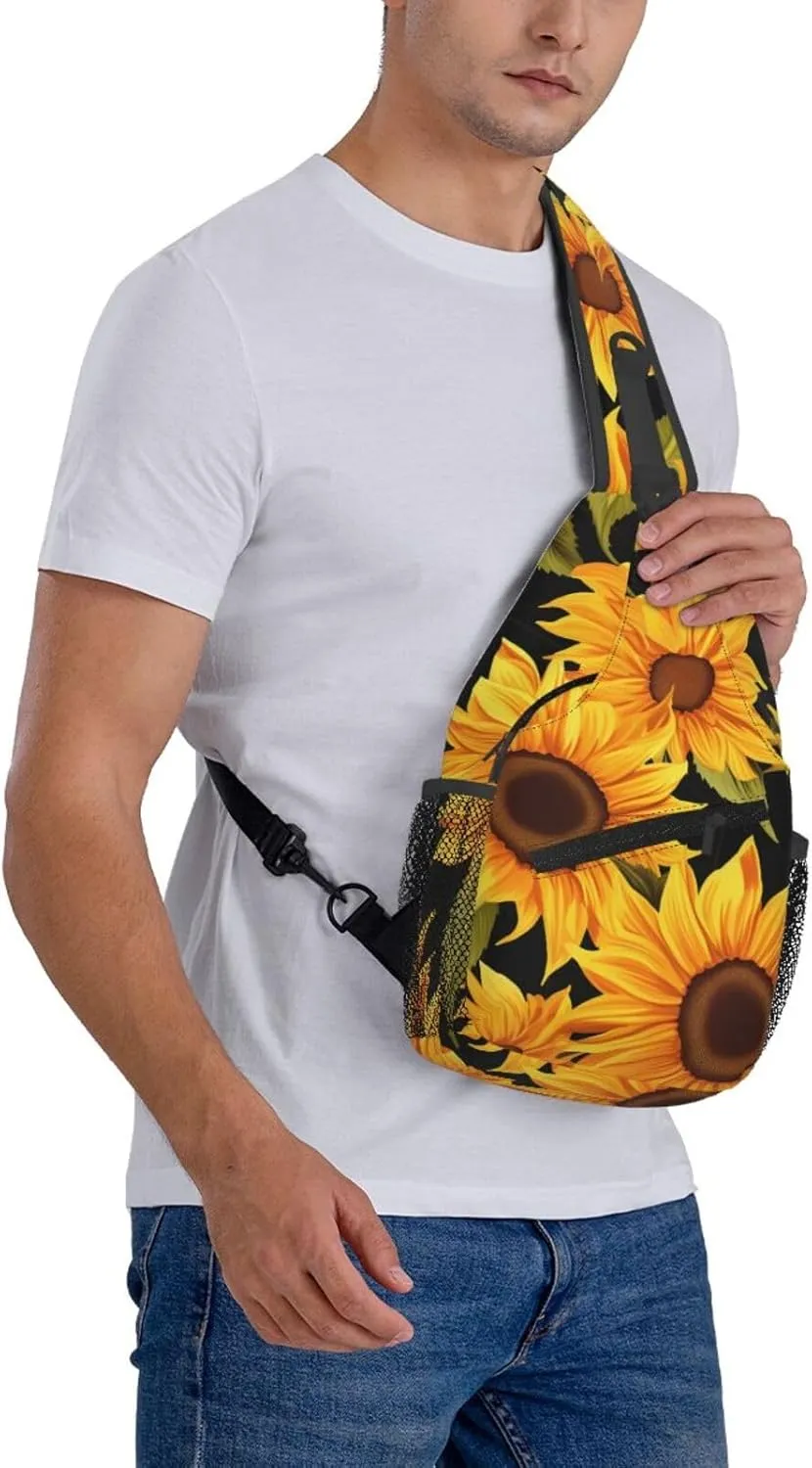 Sling Bag Crossbody Backpack for Men Women Sunflower Flower Chest Bag Crossbody Bag for Travel Sport Running