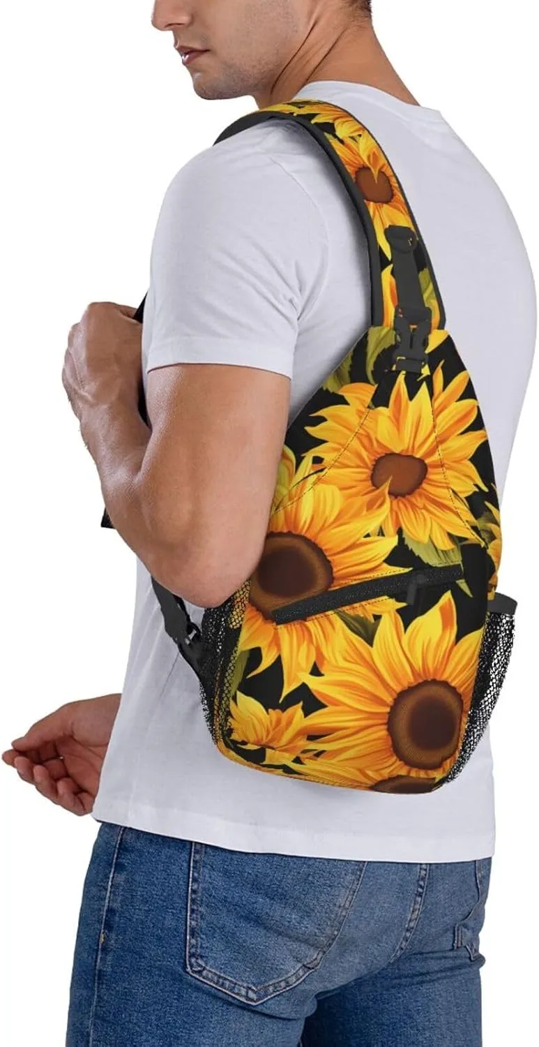 Sling Bag Crossbody Backpack for Men Women Sunflower Flower Chest Bag Crossbody Bag for Travel Sport Running