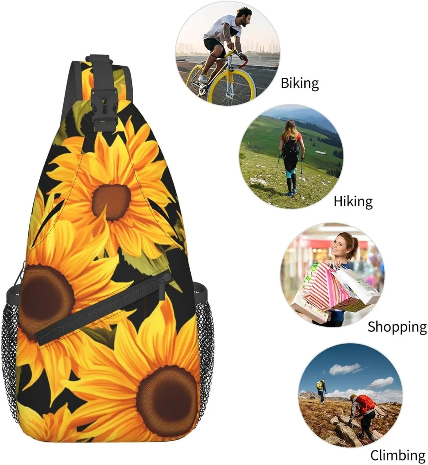Sling Bag Crossbody Backpack for Men Women Sunflower Flower Chest Bag Crossbody Bag for Travel Sport Running