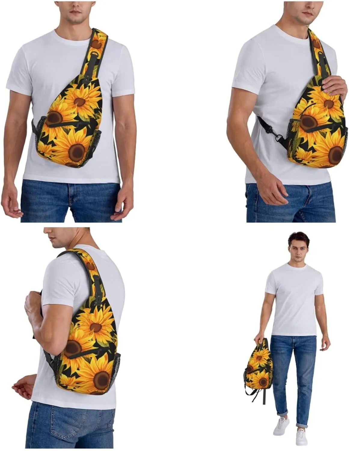 Sling Bag Crossbody Backpack for Men Women Sunflower Flower Chest Bag Crossbody Bag for Travel Sport Running
