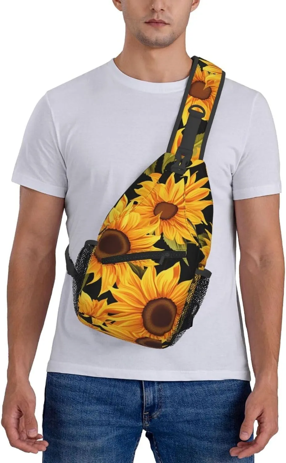 Sling Bag Crossbody Backpack for Men Women Sunflower Flower Chest Bag Crossbody Bag for Travel Sport Running